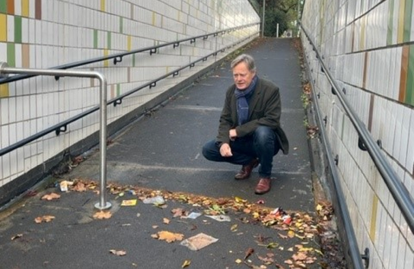 Matthew Offord MP inspecting flooding on the A1 underpass