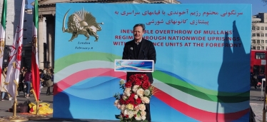 Matthew Offord MP addressing the Iranian Freedom rally in Trafalgar Sqaure, central London